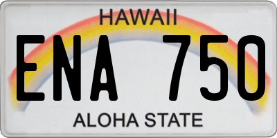 HI license plate ENA750