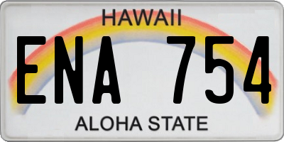 HI license plate ENA754