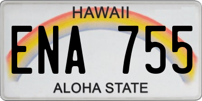 HI license plate ENA755
