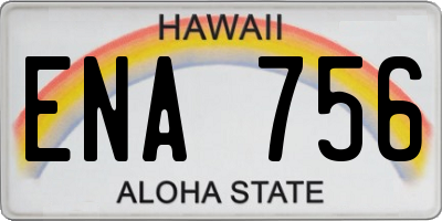 HI license plate ENA756