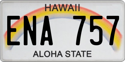 HI license plate ENA757