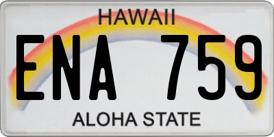 HI license plate ENA759