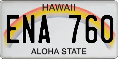 HI license plate ENA760
