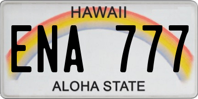 HI license plate ENA777