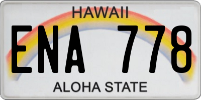HI license plate ENA778