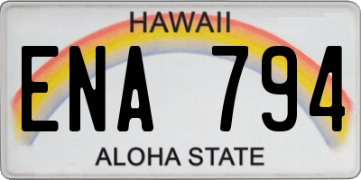 HI license plate ENA794