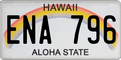 HI license plate ENA796