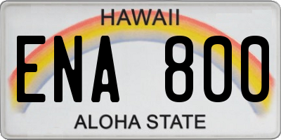 HI license plate ENA800
