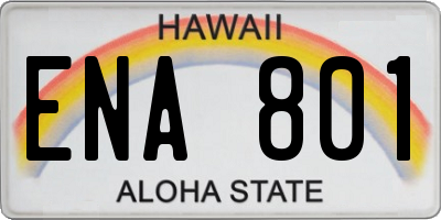 HI license plate ENA801