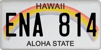 HI license plate ENA814