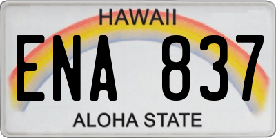 HI license plate ENA837