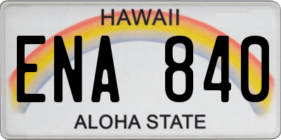 HI license plate ENA840