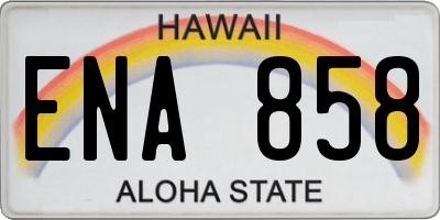 HI license plate ENA858