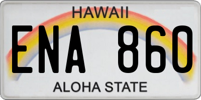 HI license plate ENA860
