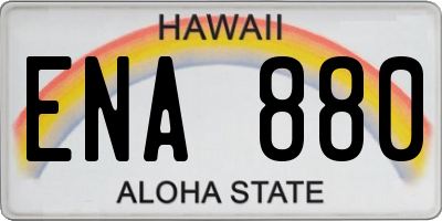 HI license plate ENA880