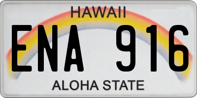 HI license plate ENA916