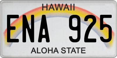 HI license plate ENA925
