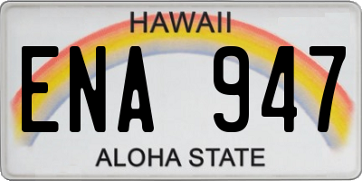 HI license plate ENA947