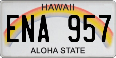 HI license plate ENA957