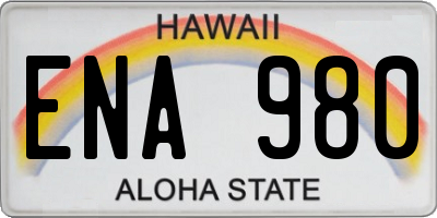 HI license plate ENA980