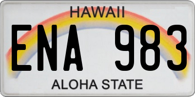 HI license plate ENA983