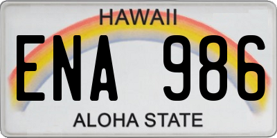HI license plate ENA986