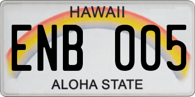HI license plate ENB005
