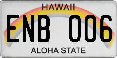 HI license plate ENB006