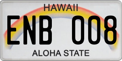 HI license plate ENB008