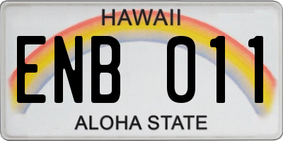 HI license plate ENB011