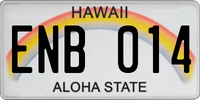 HI license plate ENB014