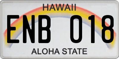 HI license plate ENB018