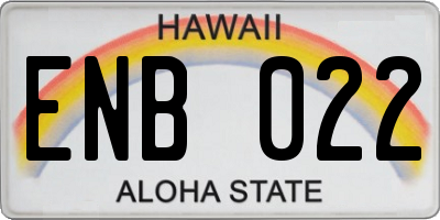 HI license plate ENB022