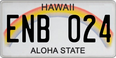 HI license plate ENB024