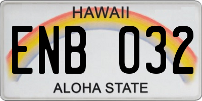 HI license plate ENB032