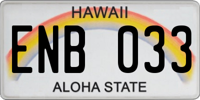 HI license plate ENB033