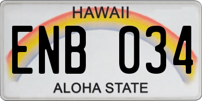 HI license plate ENB034