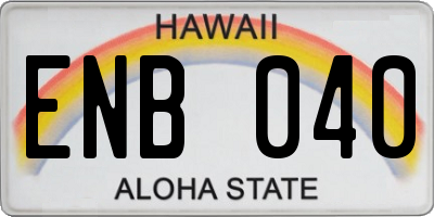HI license plate ENB040