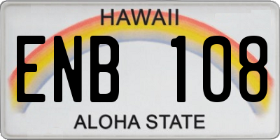 HI license plate ENB108