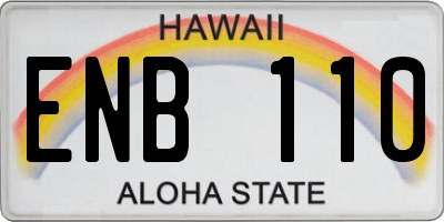 HI license plate ENB110