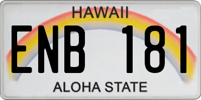 HI license plate ENB181