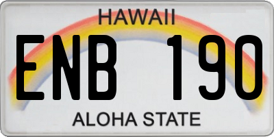 HI license plate ENB190