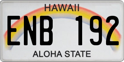 HI license plate ENB192