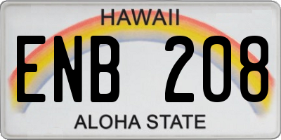 HI license plate ENB208