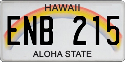 HI license plate ENB215