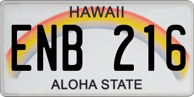 HI license plate ENB216