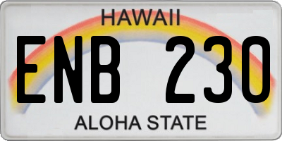HI license plate ENB230