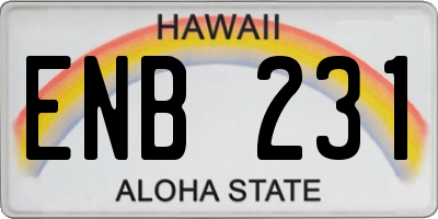 HI license plate ENB231