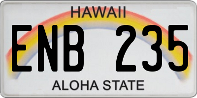 HI license plate ENB235