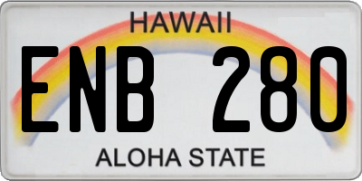 HI license plate ENB280